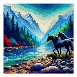 Majestiskt möte i Vibrant Valley Elegant Digital Perfect Poster