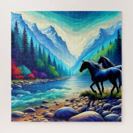 Majestiskt möte i Vibrant Valley Elegant Digital Pussel