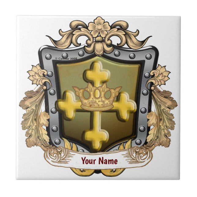 Majesty Familjevapen Efternamn Kakelplatta (Framsidan)
