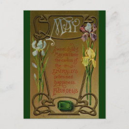 Majfödelsedagsmaragd och Irises Vykort