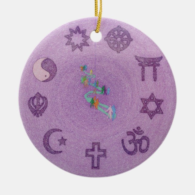 Majfred segrar på jordMandala Julgransprydnad Keramik (Framsidan)