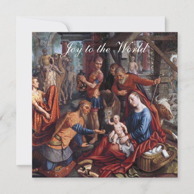 Maji tillbeder Jesus - Julhälsning Kort (Framsida)