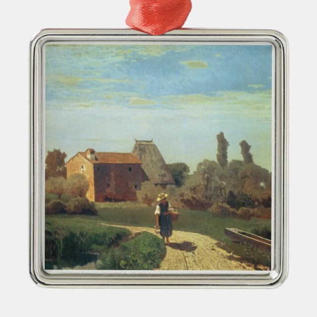 Majmorgon (olja på kanfas) julgransprydnad metall (Framsidan)