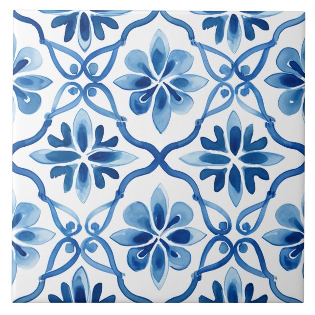 Majolica,blå plattor,sicilianska plattor,keramiskt kakelplatta (Framsidan)