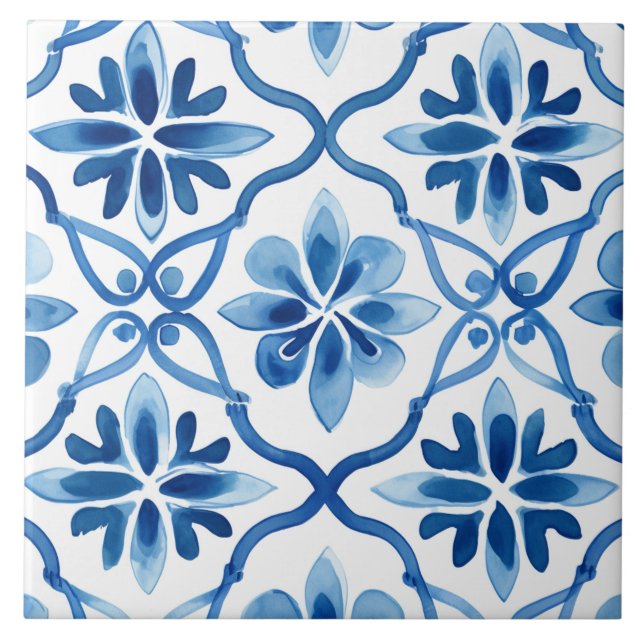 Majolica,blå plattor,sicilianska plattor,keramiskt kakelplatta (Framsidan)