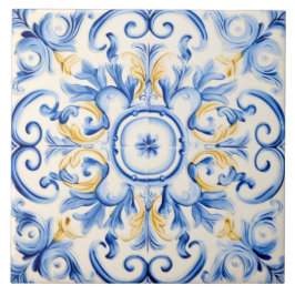 Majolica: Blue och Guld Kakelplatta