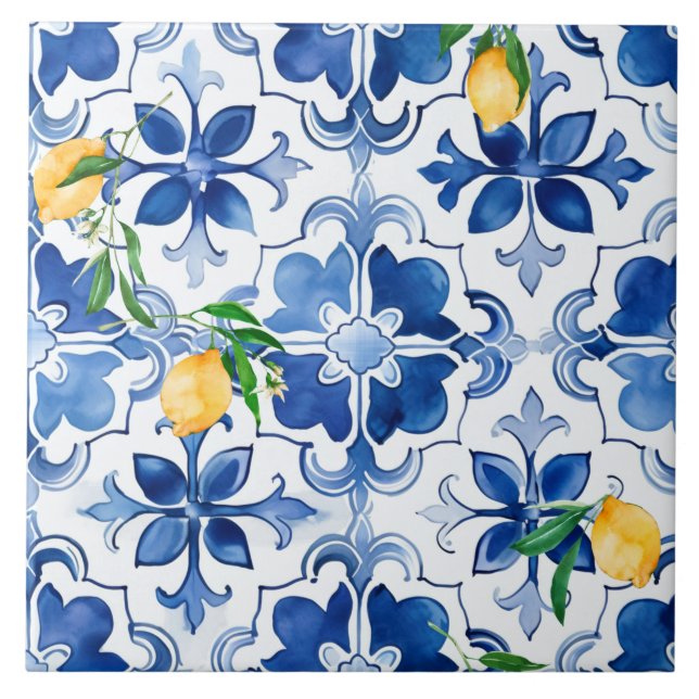 Majolica,citron,sicilianska plattor, kakelplatta (Framsidan)