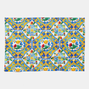 Majolica,citron,sicilianska plattor, kökshandduk