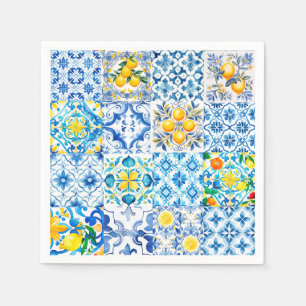 Majolica,citron,sicilianska plattor, pappersservett