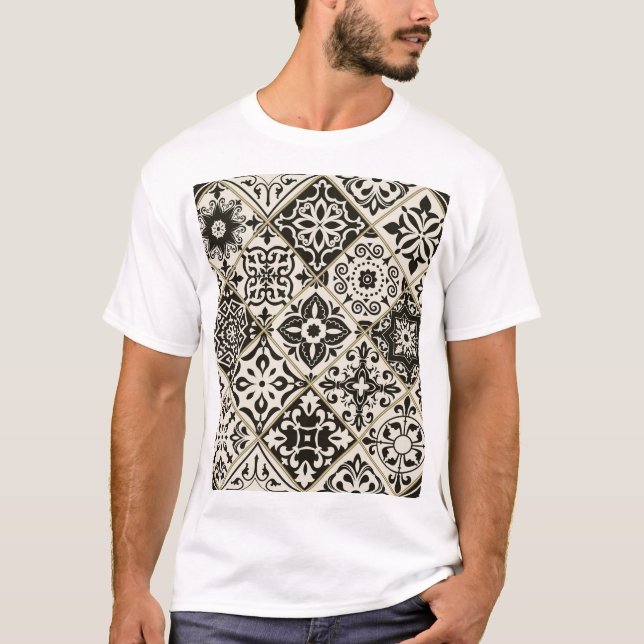 Majolica Islamic Tile Patchwork T Shirt (Framsida)