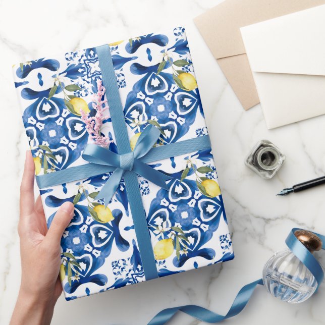 Majolica,lemon,sicilianska plattor,keramiskt platt presentpapper (Gifting)