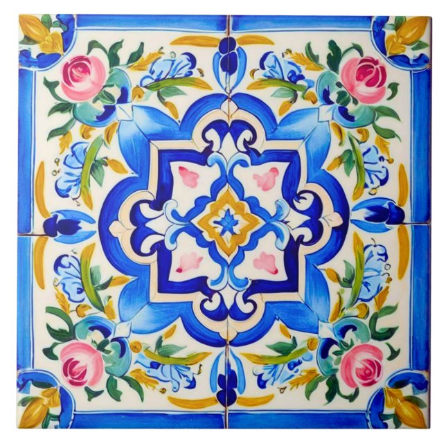 Majolica Ro Mönster Kakelplatta (Framsidan)