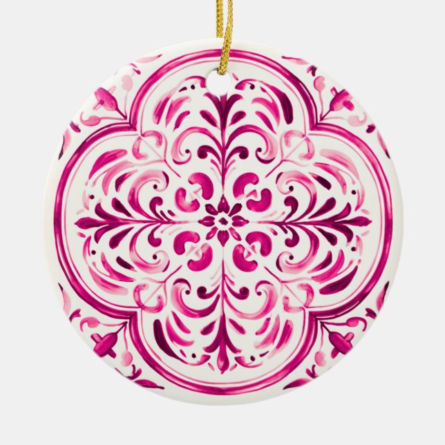 Majolica Ros Julgransprydnad Keramik (Framsidan)