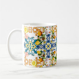 Majolica,sicilianska plattor,citroner kaffemugg