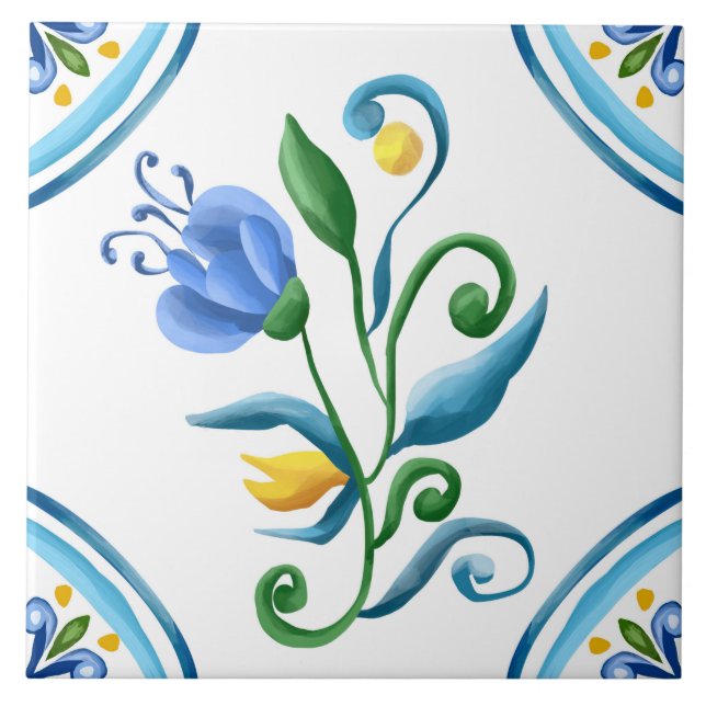 Majolica,Sicilianska plattor  Kakelplatta (Framsidan)