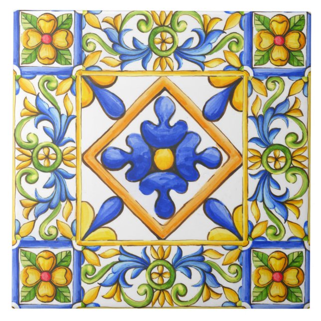 Majolica,Spansk panel,Medelhavet  Kakelplatta (Framsidan)