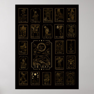 Major Arcana Tarot - Med månen Poster