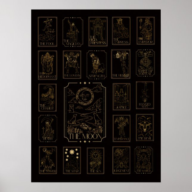 Major Arcana Tarot - Med månen Poster (Framsidan)