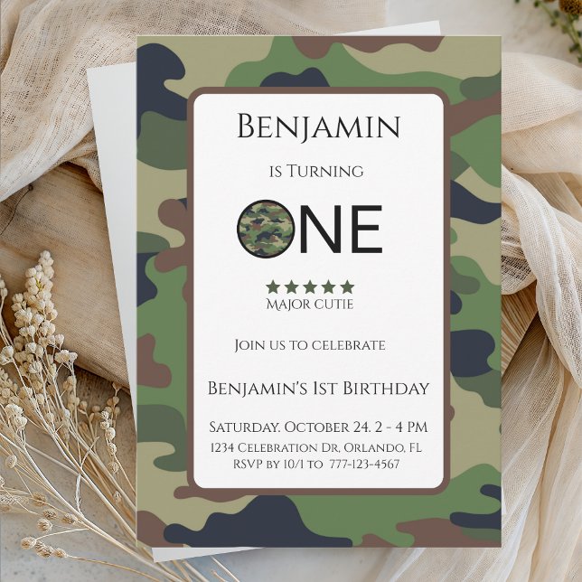 Major Cutie Birthday Invitation Kids Birthday Card Inbjudningar (Skapare uppladdad)