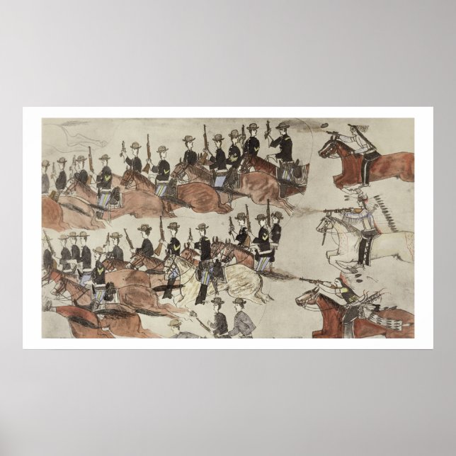 Major Marcus Renos reträtt före indiankungen Poster (Framsidan)