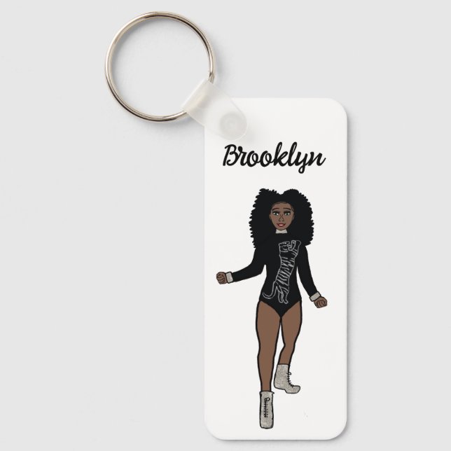 Majorette/ Dancer Keychain Black Silver Tiger A Nyckelring (Framsida)