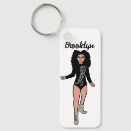 Majorette/ Dancer Keychain Black Silver Tiger B Nyckelring