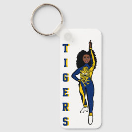 Majorette/ Dancer Keychain Blue Gult Tiger A Nyckelring