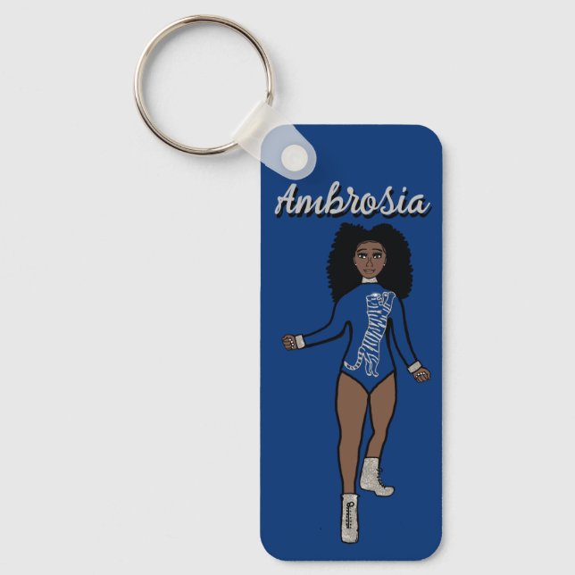 Majorette/ Dancer Keychain Blue Silver Tiger A Nyckelring (Framsida)