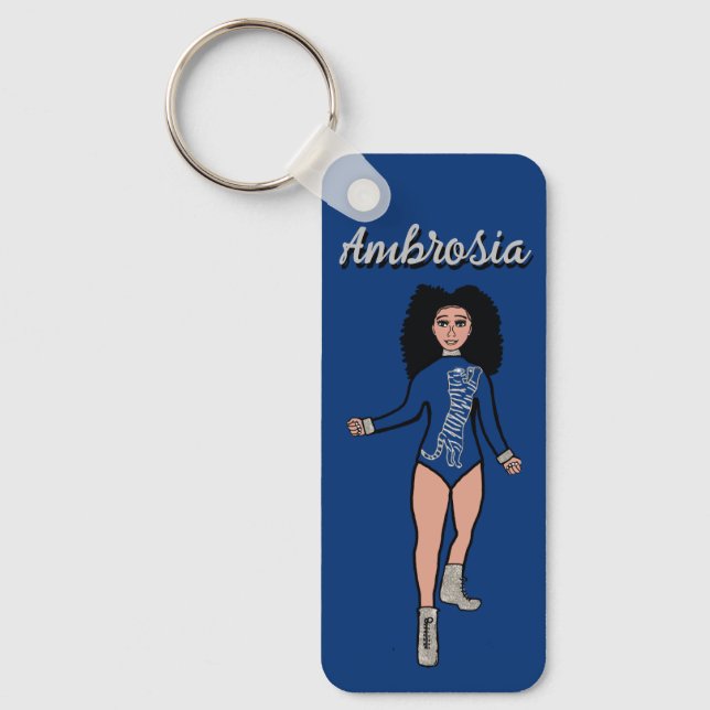 Majorette/ Dancer Keychain Blue Silver Tiger B Nyckelring (Framsida)