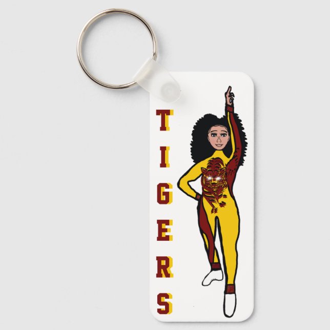 Majorette/ Dancer Keychain Gult Maroon Tiger B Nyckelring (Framsida)
