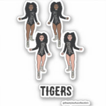 Majorette / Dancer Stickers Black Silver Tiger