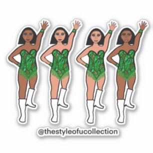 Majorette / Dancer Stickers Grönt Fringe Klistermärken