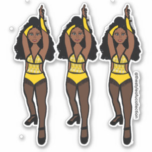 Majorette / Dancer Stickers Gult / Black Fringe 1 Klistermärken