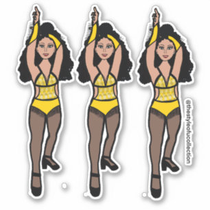 Majorette / Dancer Stickers Gult / Black Fringe 2 Klistermärken