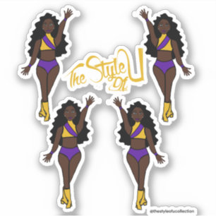 Majorette / Dancer Stickers Lila & Gult Klistermärken