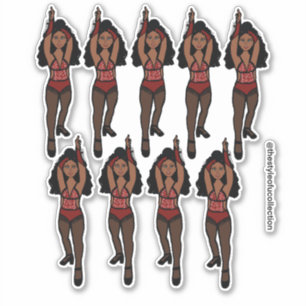 Majorette / Dancer Stickers Red/ Black Fringe 1 Klistermärken