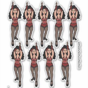 Majorette / Dancer Stickers Red/ Black Fringe 2 Klistermärken