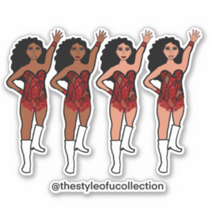 Majorette / Dancer Stickers Red Fringe Klistermärken
