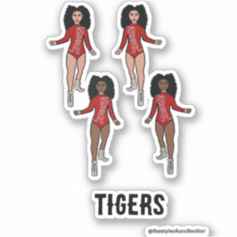 Majorette / Dancer Stickers Red Silver Tiger Klistermärken