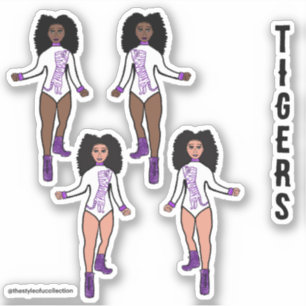 Majorette / Dancer Stickers White Lila Tiger 2 Klistermärken