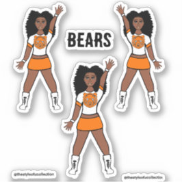 Majorette / Dancer Stickers White Orange Bear A Klistermärken