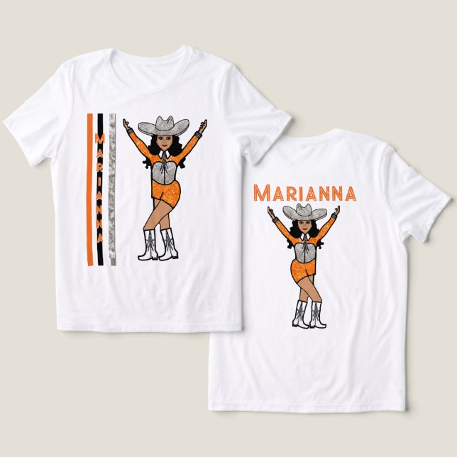 Majorette/ Dancer Westernare Silver Orange #2 T Shirt (Design fram och bak)