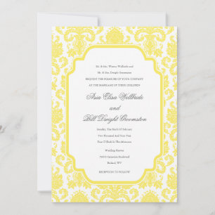 Majs Bröllop Damask Design Anpassad Inbjudan