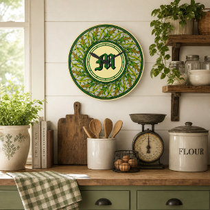 Majs Krans Monogram Utskrift Stor Klocka