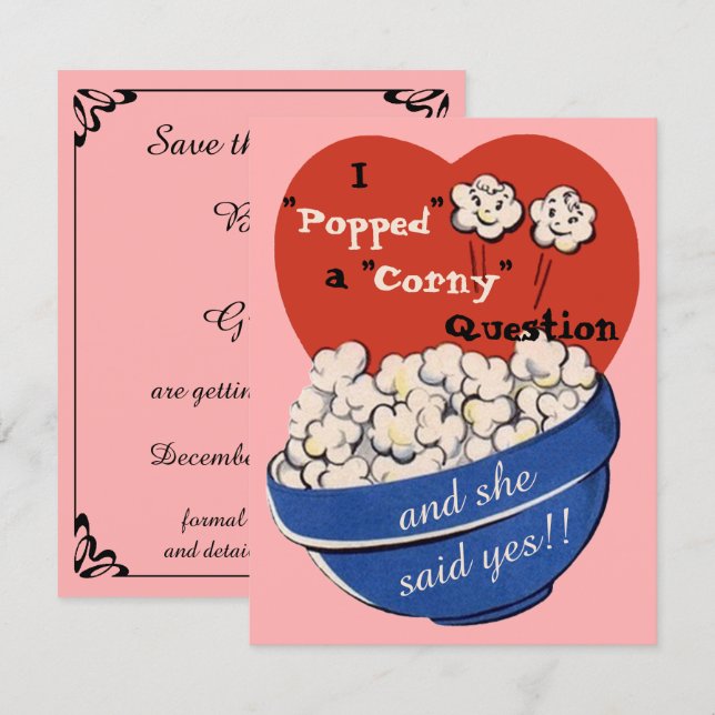 Majsfråga, Retro Spara Datum Inbjudningar (Fram/baksida)