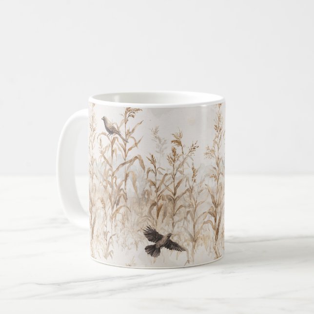 Majsstjälkar Fåglar Höst  Kaffemugg (Framsida vänster)