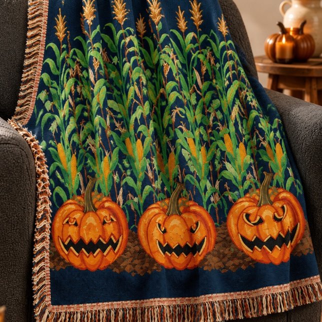 Majsstrån & Pumpa Halloween Fringe Filt (Skapare uppladdad)
