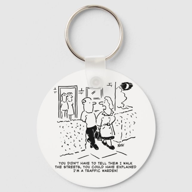 Maka går på gatorna som trafik. Lustig Tecknad Nyckelring (Framsida)