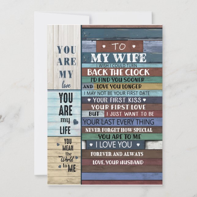 Maka Gift | Brev till min fru Kärlek från Make Inbjudningar (Framsida)