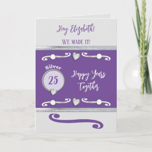 Maka kärlek till silver 25-årsjubileum lila kort
